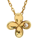 ミキモト MIKIMOTO イエローゴールド K18YG ダイヤモンド ネックレス MIKIMOTO 18K 18金 Au750 1P 1石 1粒 ダイヤ フラワーモチーフ ヴィンテージ アズキチェーン