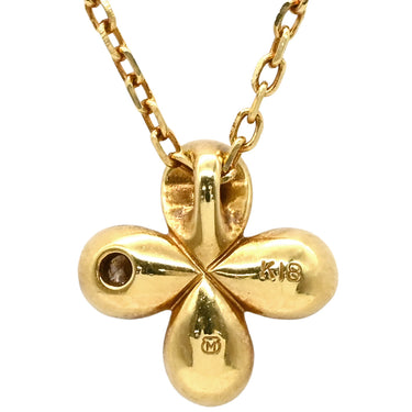 ミキモト MIKIMOTO イエローゴールド K18YG ダイヤモンド ネックレス MIKIMOTO 18K 18金 Au750 1P 1石 1粒 ダイヤ フラワーモチーフ ヴィンテージ アズキチェーン