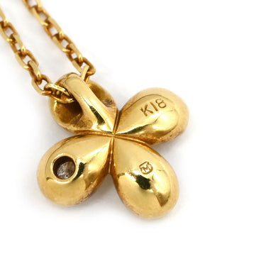 ミキモト MIKIMOTO イエローゴールド K18YG ダイヤモンド ネックレス MIKIMOTO 18K 18金 Au750 1P 1石 1粒 ダイヤ フラワーモチーフ ヴィンテージ アズキチェーン