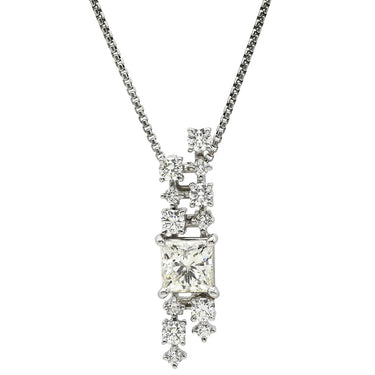 TASAKI TASAKI ダイヤ ペンダント プラチナシルバー Pt900 ダイヤモンド Pt850(チェーン) ネックレス プラチナム プリンセスカット スクエア ドロップ ムービング