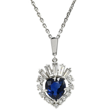 ミキモト MIKIMOTO サファイア ダイヤ ネックレス プラチナシルバー Pt900 サファイア ダイヤモンド ネックレス 青 ブルーサファイア プラチナム ブリリアントカット ハートモチーフ