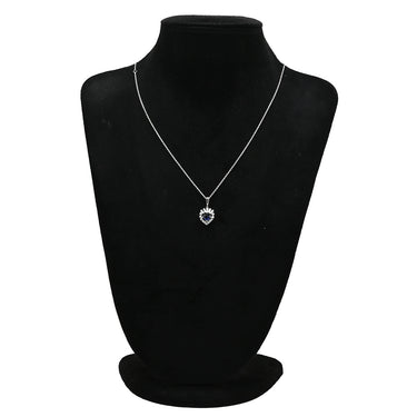 ミキモト MIKIMOTO サファイア ダイヤ ネックレス プラチナシルバー Pt900 サファイア ダイヤモンド ネックレス 青 ブルーサファイア プラチナム ブリリアントカット ハートモチーフ