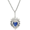 ミキモト MIKIMOTO サファイア ダイヤ ネックレス プラチナシルバー Pt900 サファイア ダイヤモンド ネックレス 青 ブルーサファイア プラチナム ブリリアントカット ハートモチーフ