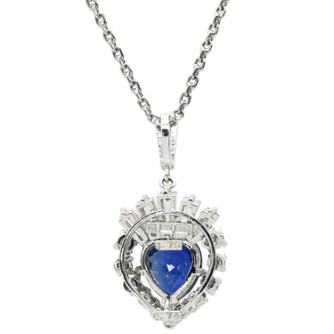 ミキモト MIKIMOTO サファイア ダイヤ ネックレス プラチナシルバー Pt900 サファイア ダイヤモンド ネックレス 青 ブルーサファイア プラチナム ブリリアントカット ハートモチーフ