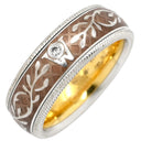 ミキモト MIKIMOTO ウェレンドルフ エマイユ ダイヤリング ブラウン×ホワイトゴールド×イエローゴールド K18WG K18PG エマイユ ダイヤモンド #53.5 リング 指輪 Wellendorff エナメル 七宝 エングレービング 回転 13号