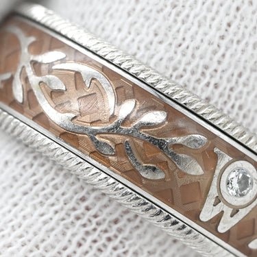 ミキモト MIKIMOTO ウェレンドルフ エマイユ ダイヤリング ブラウン×ホワイトゴールド×イエローゴールド K18WG K18PG エマイユ ダイヤモンド #53.5 リング 指輪 Wellendorff エナメル 七宝 エングレービング 回転 13号