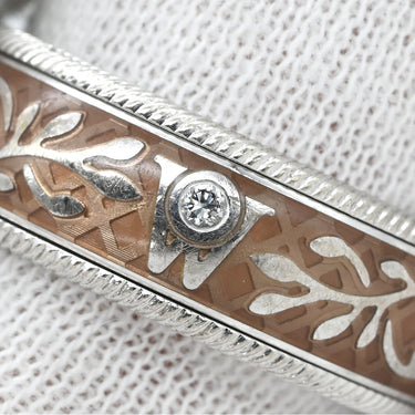 ミキモト MIKIMOTO ウェレンドルフ エマイユ ダイヤリング ブラウン×ホワイトゴールド×イエローゴールド K18WG K18PG エマイユ ダイヤモンド #53.5 リング 指輪 Wellendorff エナメル 七宝 エングレービング 回転 13号