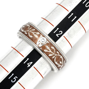 ミキモト MIKIMOTO ウェレンドルフ エマイユ ダイヤリング ブラウン×ホワイトゴールド×イエローゴールド K18WG K18PG エマイユ ダイヤモンド #53.5 リング 指輪 Wellendorff エナメル 七宝 エングレービング 回転 13号