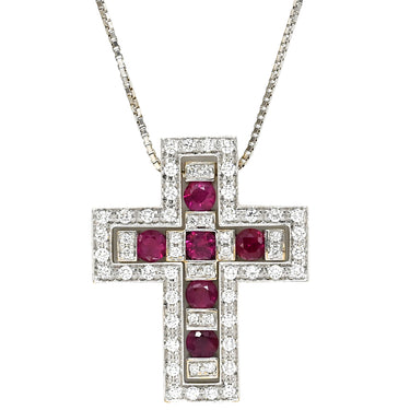 ダミアーニ DAMIANI ベルエポック ホワイトゴールド K18WG ダイヤモンド ルビー ネックレス ペンダント 750 18金 クロス 十字架 ルビー