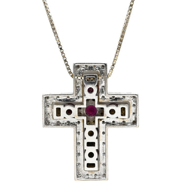ダミアーニ DAMIANI ベルエポック ホワイトゴールド K18WG ダイヤモンド ルビー ネックレス ペンダント 750 18金 クロス 十字架 ルビー