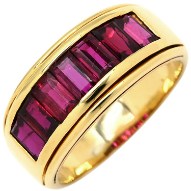 ピキョッティ PICCHIOTTI ルビー 3.26ct イエローゴールド×レッド K18YG ルビー リング 指輪 K18YG Au750 18K 18金 バゲットカット チャネルセット 18号