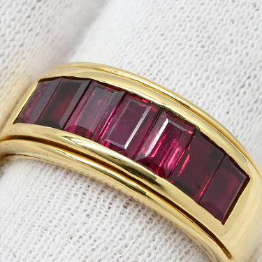 ピキョッティ PICCHIOTTI ルビー 3.26ct イエローゴールド×レッド K18YG ルビー リング 指輪 K18YG Au750 18K 18金 バゲットカット チャネルセット 18号