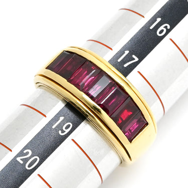 ピキョッティ PICCHIOTTI ルビー 3.26ct イエローゴールド×レッド K18YG ルビー リング 指輪 K18YG Au750 18K 18金 バゲットカット チャネルセット 18号