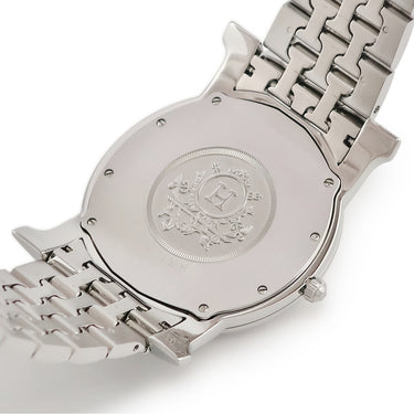 腕時計 エルメス HERMES Hウォッチ ロンド デイト HR1.710 クオーツ メンズ アラビア ギョウシェ ラウンド シルバー