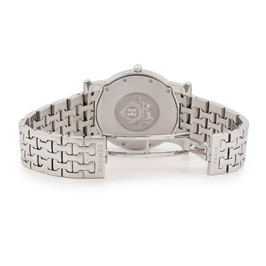 腕時計 エルメス HERMES Hウォッチ ロンド デイト HR1.710 クオーツ メンズ アラビア ギョウシェ ラウンド シルバー