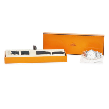 腕時計 エルメス HERMES Hウォッチ ロンド デイト HR1.710 クオーツ メンズ アラビア ギョウシェ ラウンド シルバー