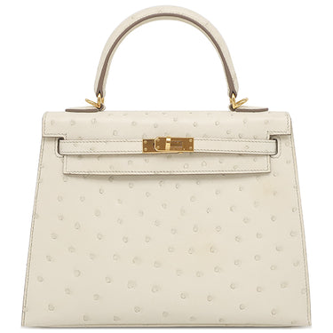 エルメス HERMES ケリー25 外縫い べトン オーストリッチ 2WAYバッグ ゴールド金具 ショルダー