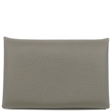 エルメス HERMES カルヴィ グリメイヤー エバーカラー カードケース シルバー金具 グレー