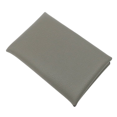 エルメス HERMES カルヴィ グリメイヤー エバーカラー カードケース シルバー金具 グレー