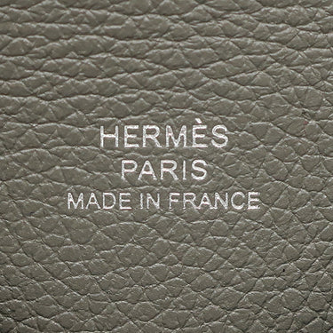 エルメス HERMES カルヴィ グリメイヤー エバーカラー カードケース シルバー金具 グレー