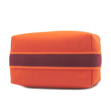 エルメス HERMES ブリッド ア ブラック PM オレンジ トワルシェブロン ポーチ シルバー金具 ハンドバッグ バニティバッグ トワルH