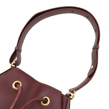 カルティエ Cartier マストライン ボルドー レザー ショルダーバッグ ゴールド金具 巾着 赤
