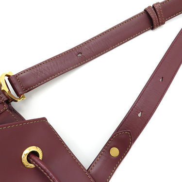 カルティエ Cartier マストライン ボルドー レザー ショルダーバッグ ゴールド金具 巾着 赤