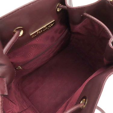 カルティエ Cartier マストライン ボルドー レザー ショルダーバッグ ゴールド金具 巾着 赤