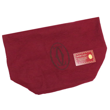 カルティエ Cartier マストライン ボルドー レザー ショルダーバッグ ゴールド金具 巾着 赤