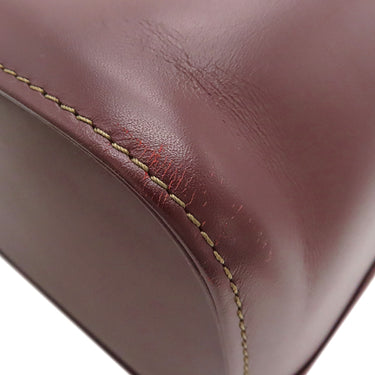カルティエ Cartier マストライン ボルドー レザー ショルダーバッグ ゴールド金具 巾着 赤