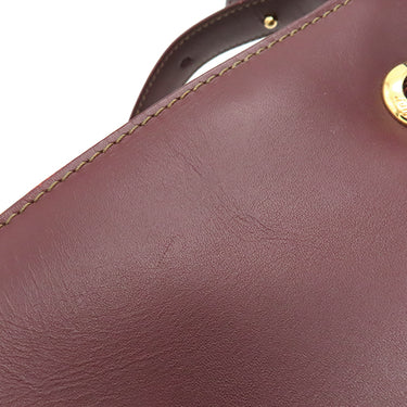 カルティエ Cartier マストライン ボルドー レザー ショルダーバッグ ゴールド金具 巾着 赤