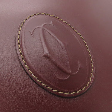 カルティエ Cartier マストライン ボルドー レザー ショルダーバッグ ゴールド金具 巾着 赤