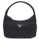 プラダ PRADA ホーボー ミニバッグ MV515 ブラック ナイロン ハンドバッグ シルバー金具 黒 三角ロゴプレート