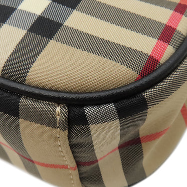 バーバリー BURBERRY ノバチェック クロスボディ 8010152 ベージュ×ブラック ナイロン レザー ショルダーバッグ シルバー金具 黒 斜め掛け