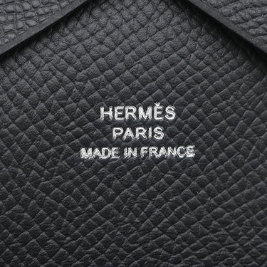 エルメス HERMES カルヴィ デュオ ブラック ヴォーエプソン カードケース シルバー金具 黒 フラグメントケース