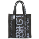 バレンシアガ BALENCIAGA バザール ショッパー XXS 513988 ブラック レザー 2WAYバッグ シルバー金具 グラフィティ 黒