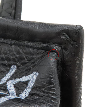 バレンシアガ BALENCIAGA バザール ショッパー XXS 513988 ブラック レザー 2WAYバッグ シルバー金具 グラフィティ 黒