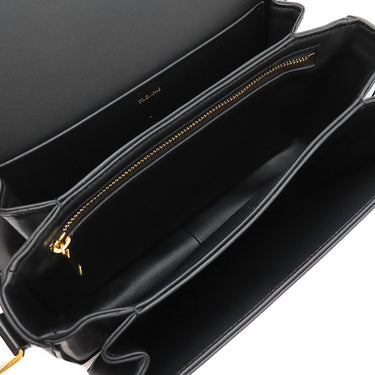 セリーヌ CELINE クラシック トリオンフ バッグ 187363BF4.38NO ブラック カーフ シャイニーカーフスキン ショルダーバッグ ゴールド金具 黒 フラップ 斜め掛け