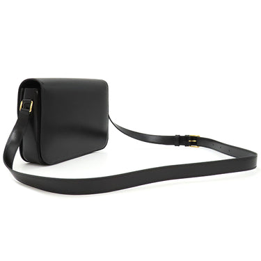 セリーヌ CELINE クラシック トリオンフ バッグ 187363BF4.38NO ブラック カーフ シャイニーカーフスキン ショルダーバッグ ゴールド金具 黒 フラップ 斜め掛け