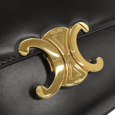 セリーヌ CELINE クラシック トリオンフ バッグ 187363BF4.38NO ブラック カーフ シャイニーカーフスキン ショルダーバッグ ゴールド金具 黒 フラップ 斜め掛け