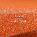 エルメス HERMES ベアンスフレ オレンジ オーストリッチ 長財布 シルバー金具 二つ折り財布 ソルド品