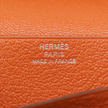エルメス HERMES ベアンスフレ オレンジ オーストリッチ 長財布 シルバー金具 二つ折り財布 ソルド品