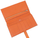 エルメス HERMES ベアンスフレ オレンジ オーストリッチ 長財布 シルバー金具 二つ折り財布 ソルド品