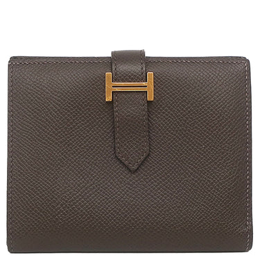 エルメス HERMES ベアンコンパクト エベンヌ ヴォーエプソン 二つ折り財布 ゴールド金具 こげ茶