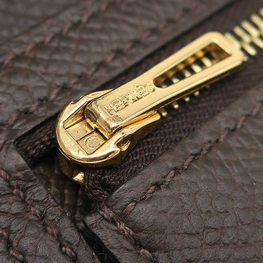 エルメス HERMES ベアンコンパクト エベンヌ ヴォーエプソン 二つ折り財布 ゴールド金具 こげ茶