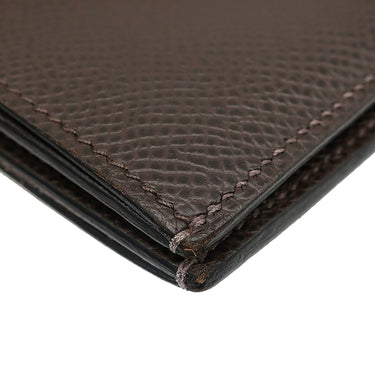 エルメス HERMES ベアンコンパクト エベンヌ ヴォーエプソン 二つ折り財布 ゴールド金具 こげ茶