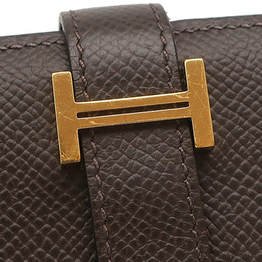 エルメス HERMES ベアンコンパクト エベンヌ ヴォーエプソン 二つ折り財布 ゴールド金具 こげ茶