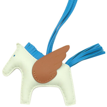 エルメス HERMES ロデオPM ペガサス ヴェールフィズ×ブルーザンジバル×ゴールド アニョーミロ バッグチャーム 薄緑 青 茶