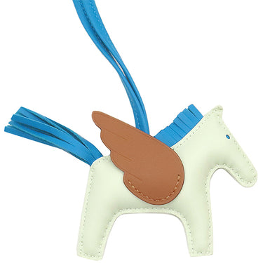エルメス HERMES ロデオPM ペガサス ヴェールフィズ×ブルーザンジバル×ゴールド アニョーミロ バッグチャーム 薄緑 青 茶