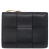 ボッテガヴェネタ BOTTEGA VENETA マキシイントレチャート コンパクト ウォレット 706010 ブラック ラムスキン 二つ折り財布 ゴールド金具 黒 ミニ財布